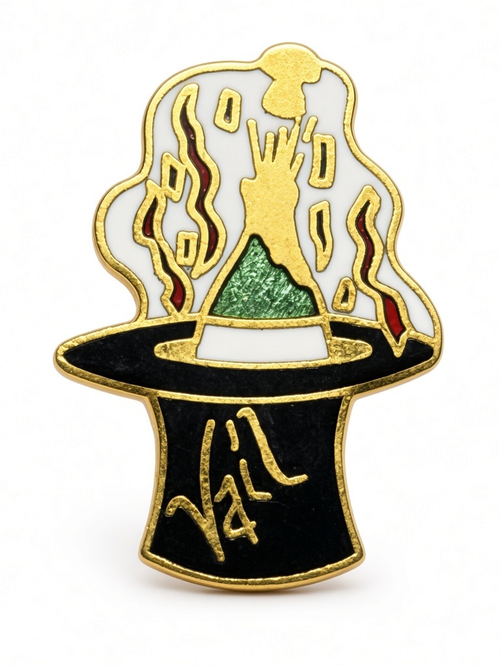 Vintage 1994 Vail Colorado New Year's Eve Top Hat Rabbit Enamel Lapel Pin
